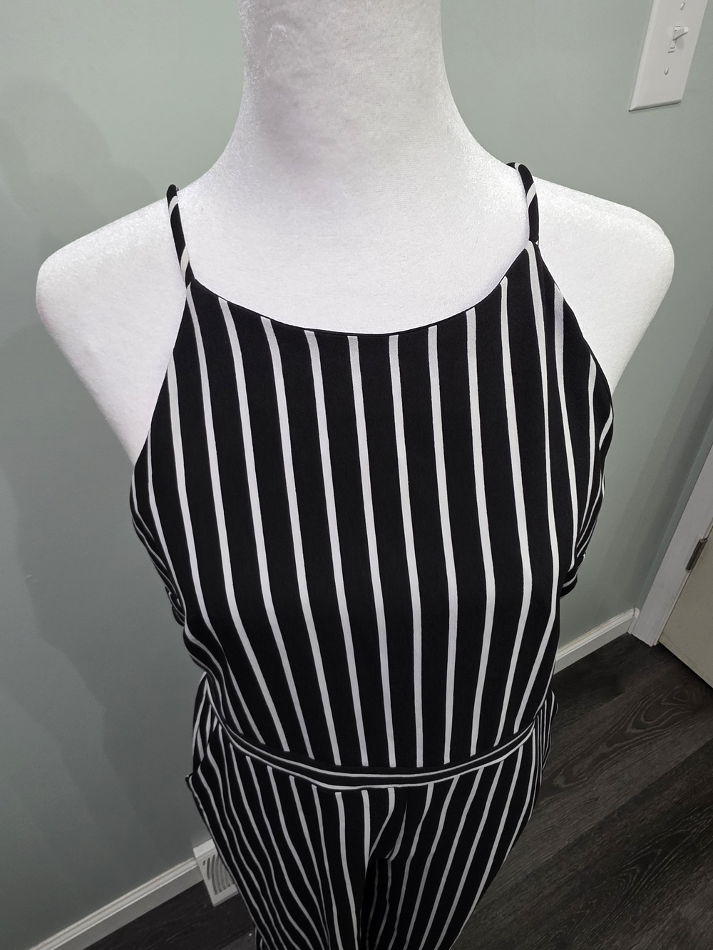 Black & White Striped Jumpsuit - Sleeveless Romper
